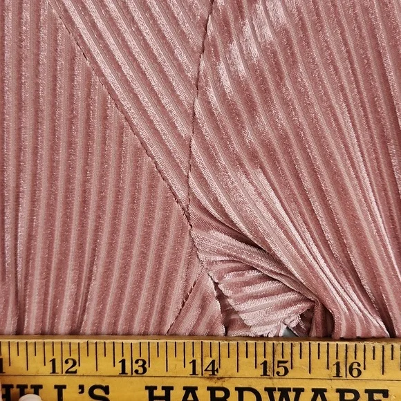 Dynamite Pink Ribbed Velvet Midi Dress – Long Sleeve Bodycon - Picture 10 of 15